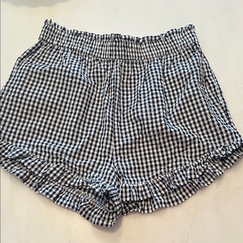Topshop Black and White Checkered High Waist Shorts